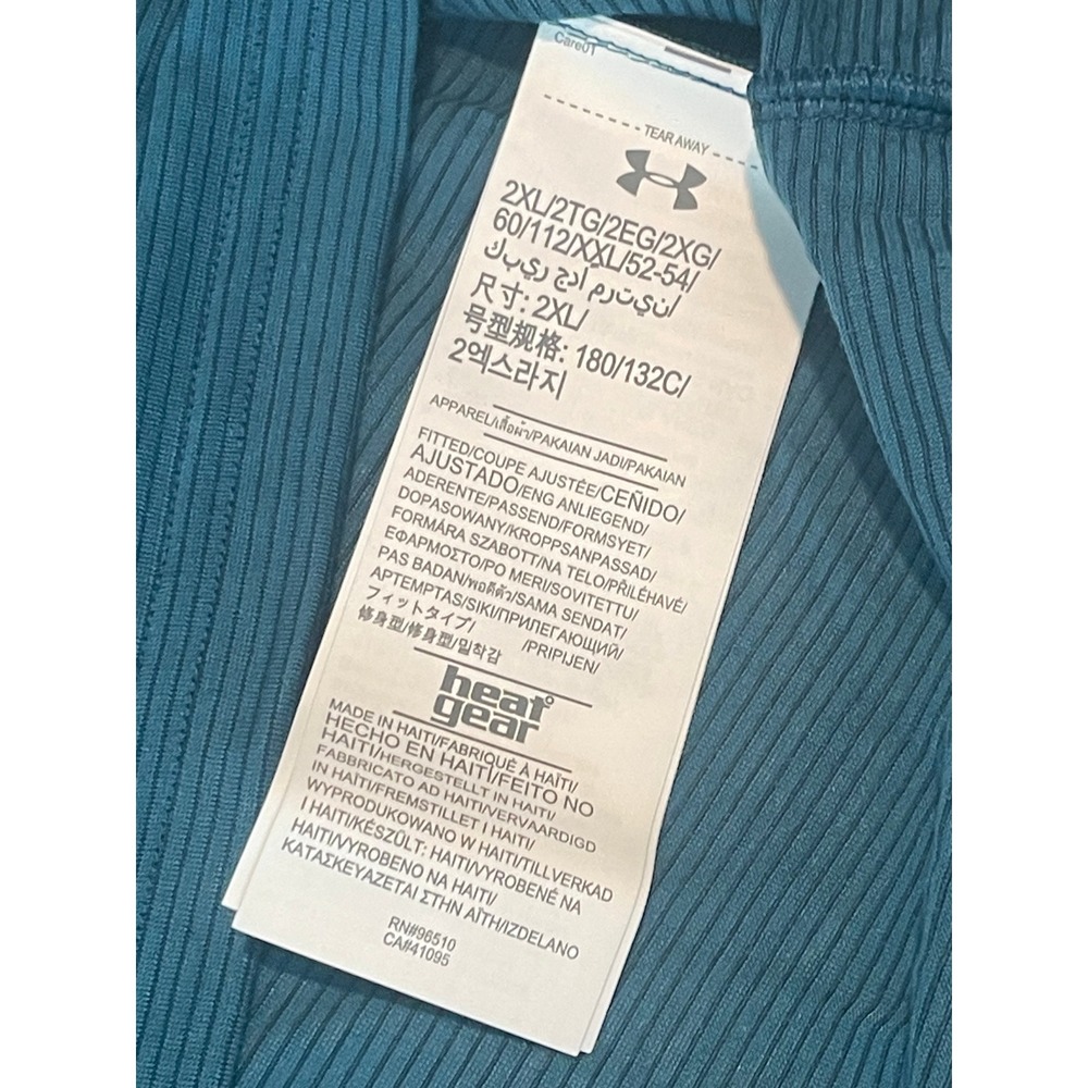 00658 Under Armour Threadborne Mens XXL Teal Golf Athletic TShirt Heatgear NWT - Picture 4 of 10
